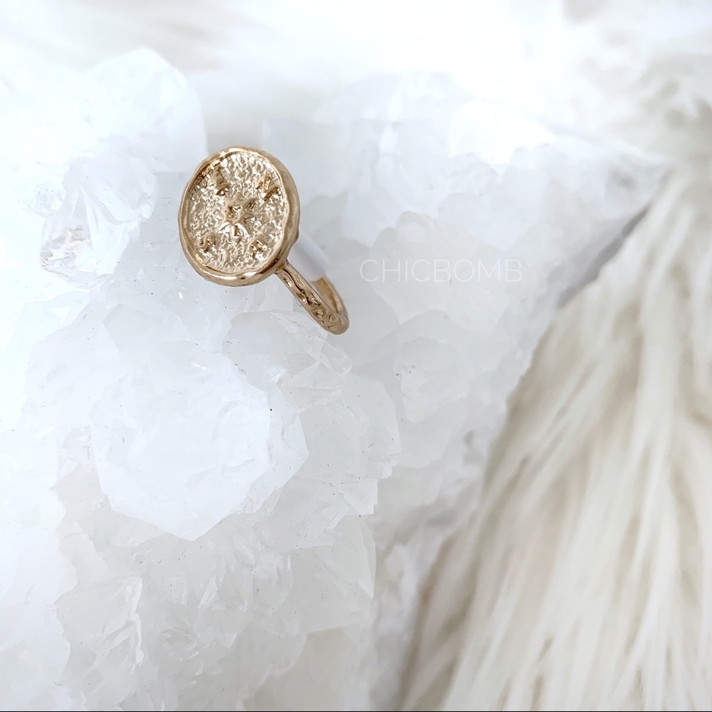 RESTOCKED NSEW compass ring in gold - Picture 7 of 8